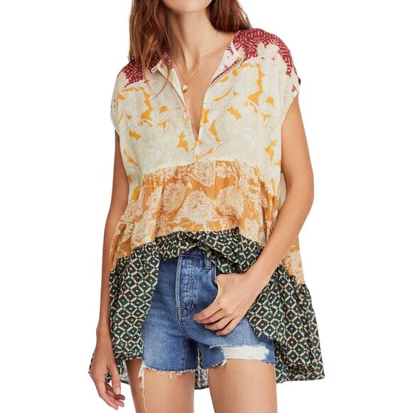 Free People Gotta Have You Tunic Top Sleeveless Yellow Sz M - Picture 2 of 10